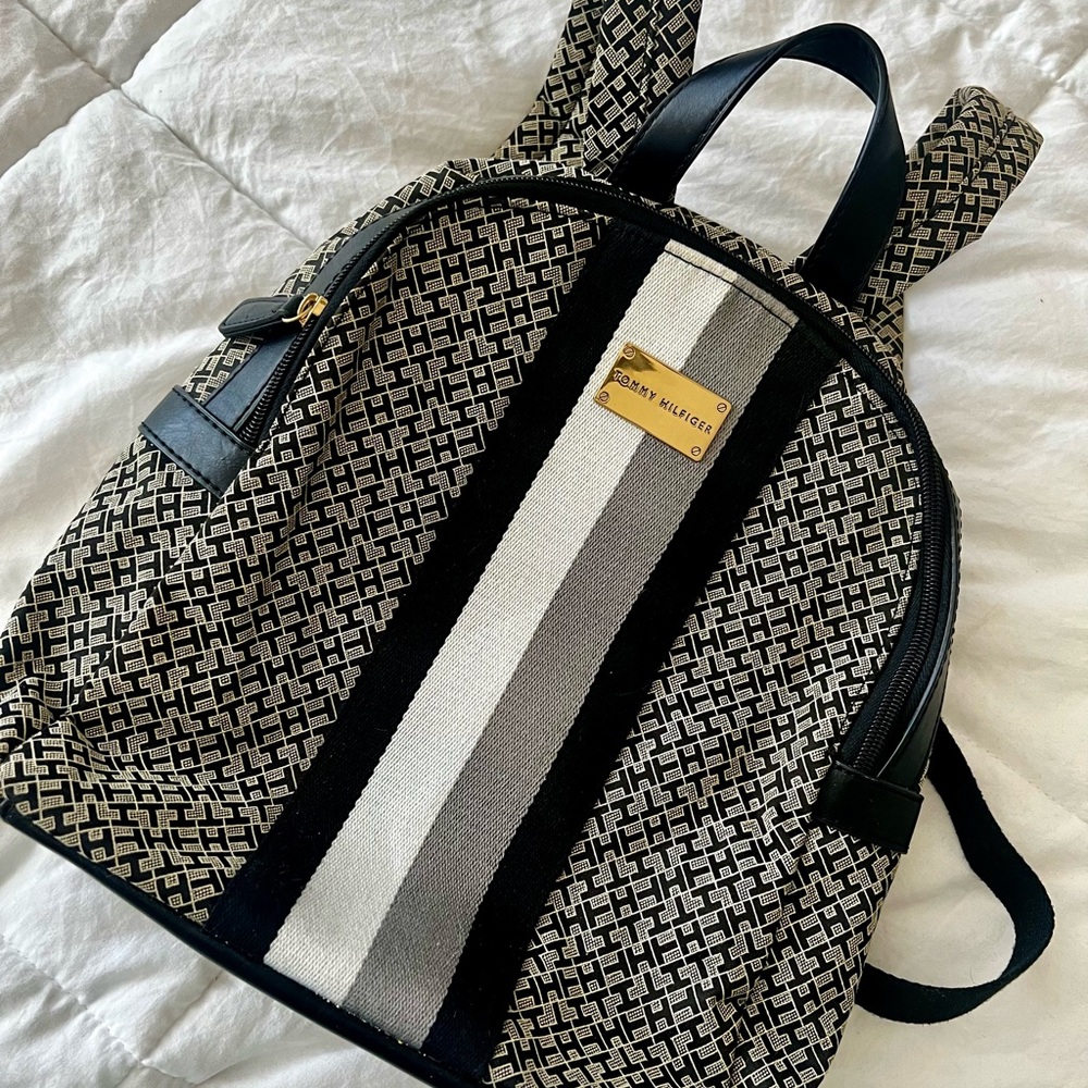 Tommy Hilfiger Black and Cream Mini Backpack